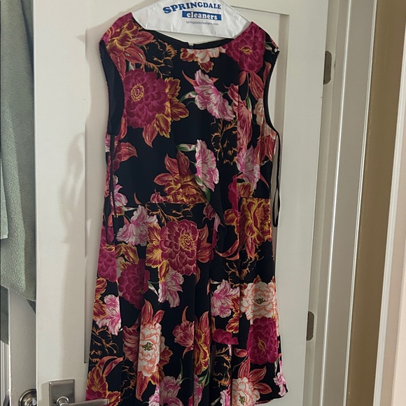 Floral Sleeveless Dress - Black and Pink - Picture 1 of 2